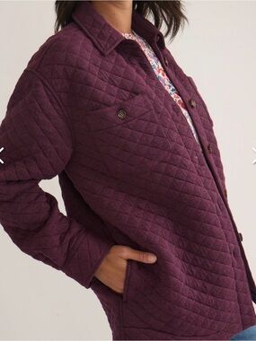 Marine Layer Corbet Quilted Shirt Jacket in Deep Plum Size Large